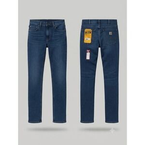 Carhartt Jeans Women 2 Short Blue Rugged Flex BD5105W Slim Fit Tapered High Rise